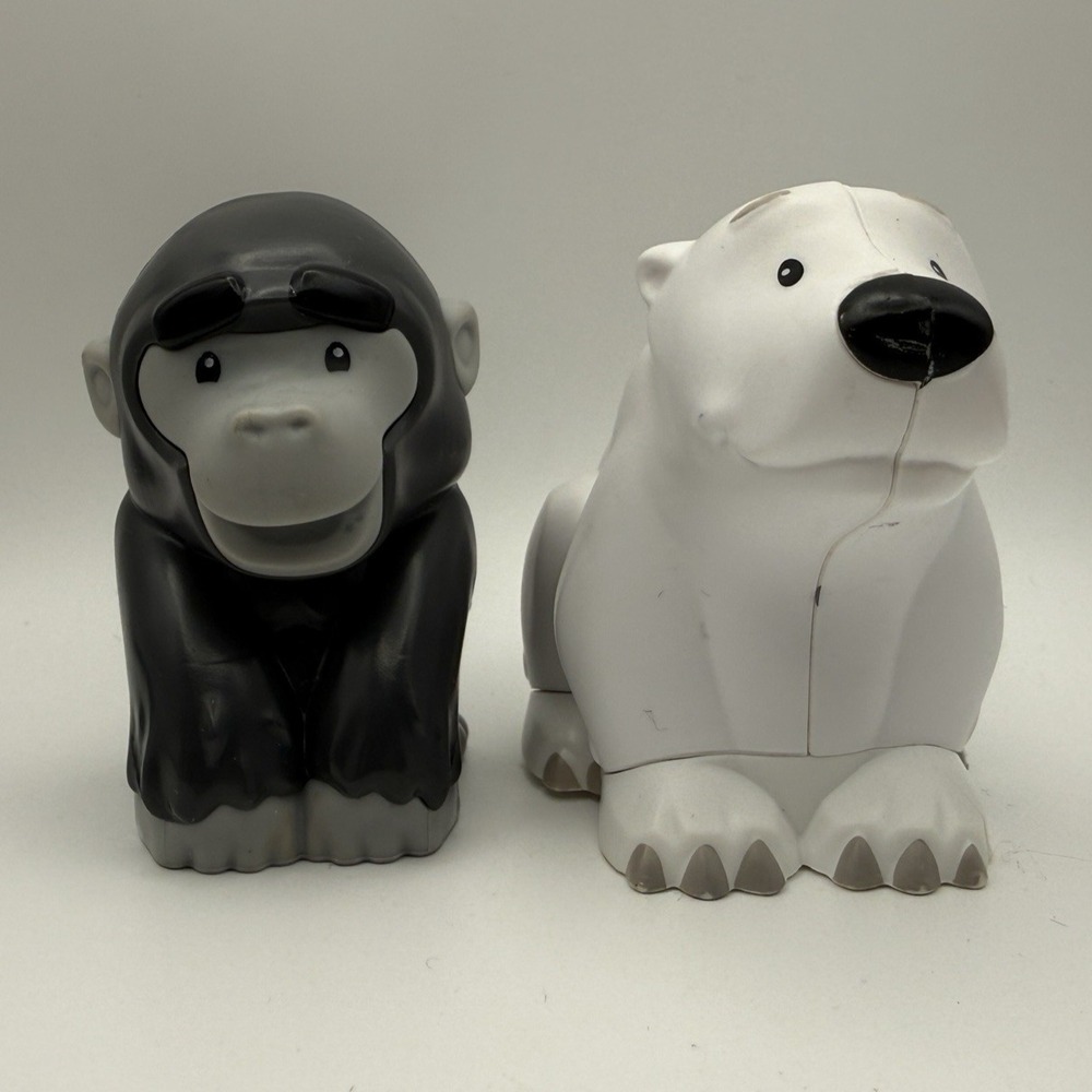 Fisher Price Little People Gorilla & Polar Bear Fig Ape Zoo Safari Jungle Noahs